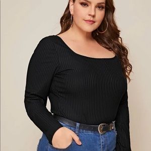 Black long sleeve square neck